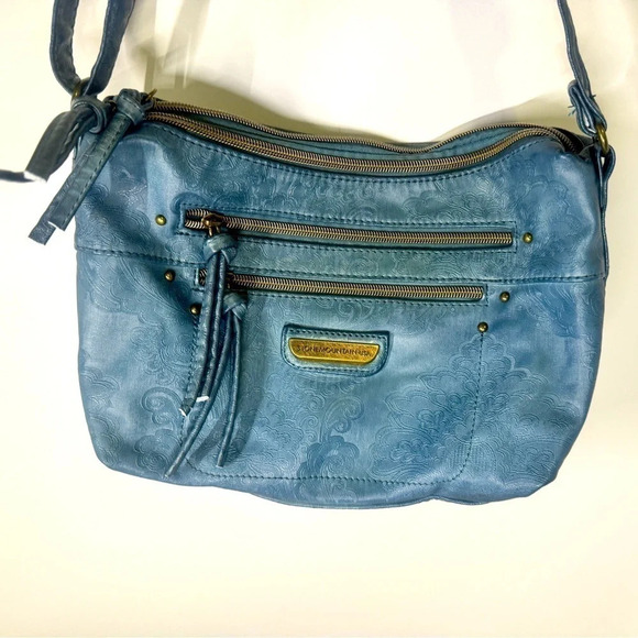 Stone Mountain teal texture shoulder bag Hobo pockets - Picture 1 of 9